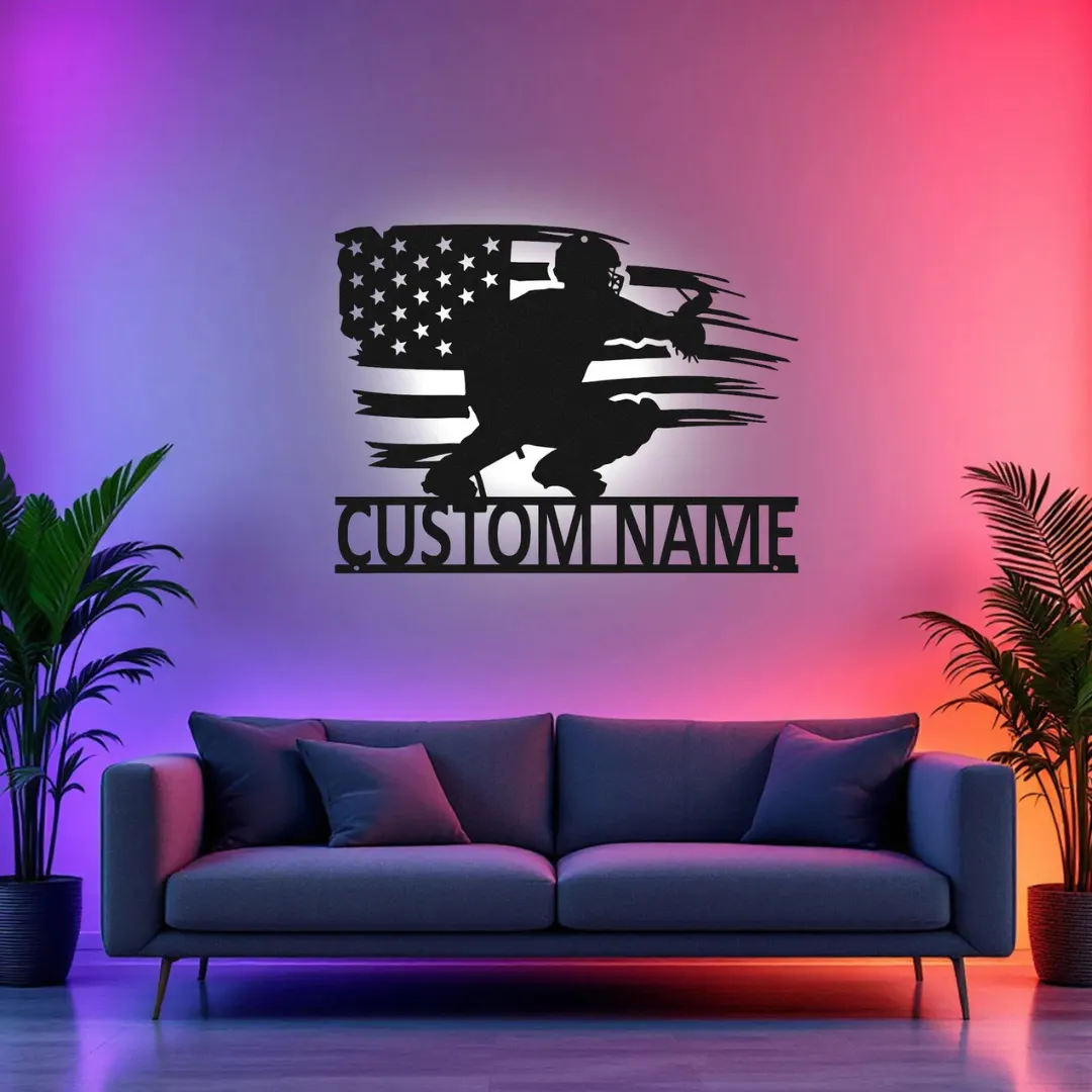LED and non-LED baseball catcher patriotic wall decoration
