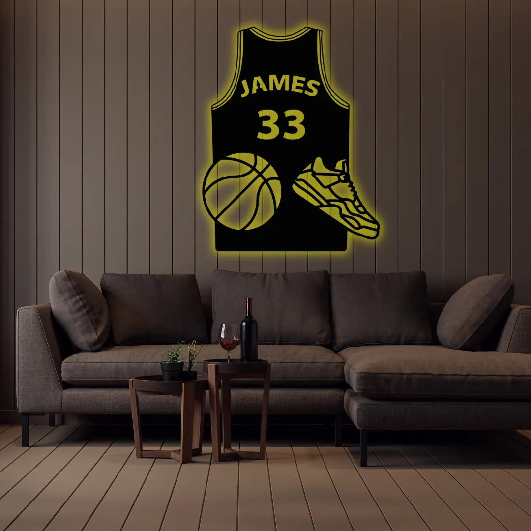 Yellow Custom basketball wall hanging jersey design for fans