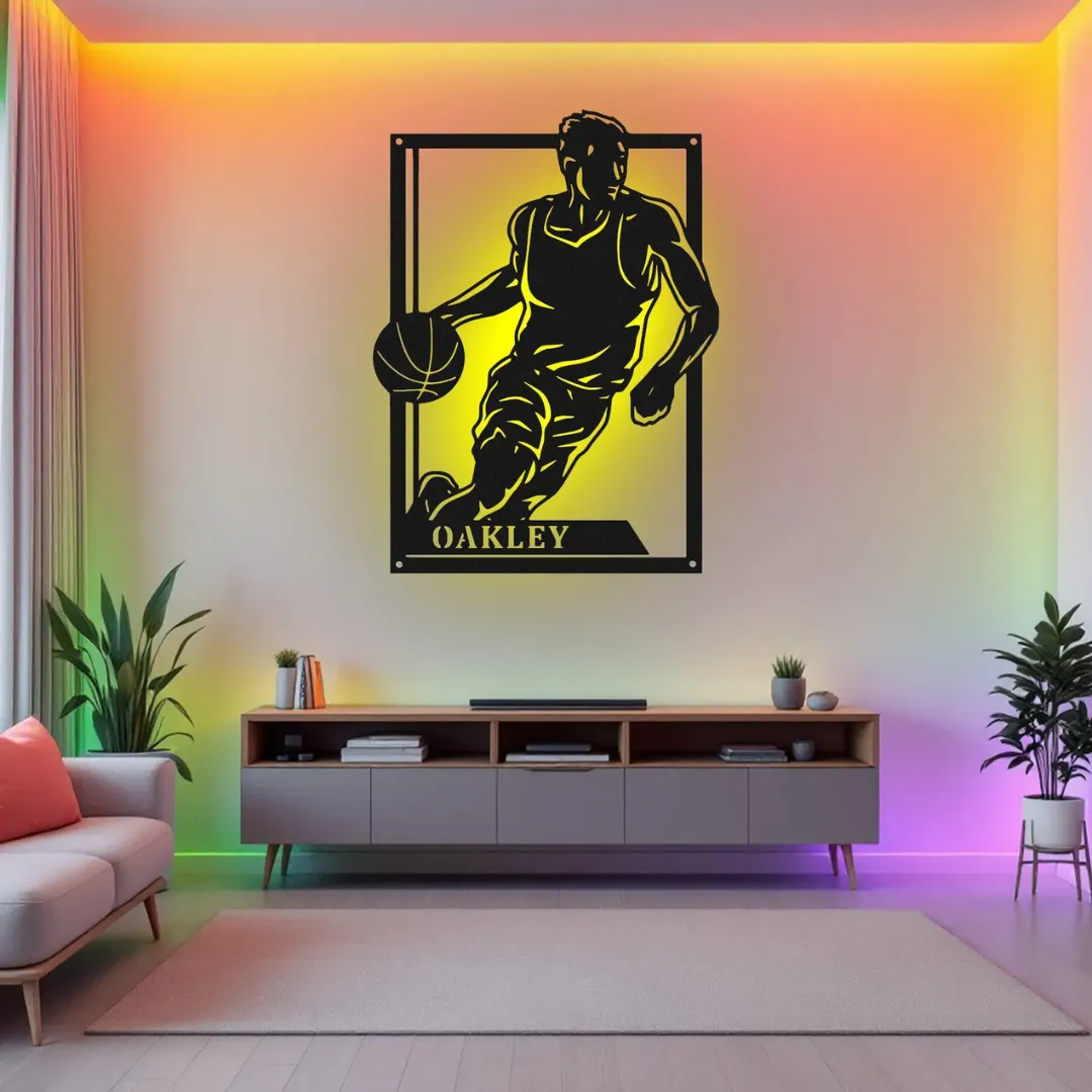 Personalized basketball wall sign for fans