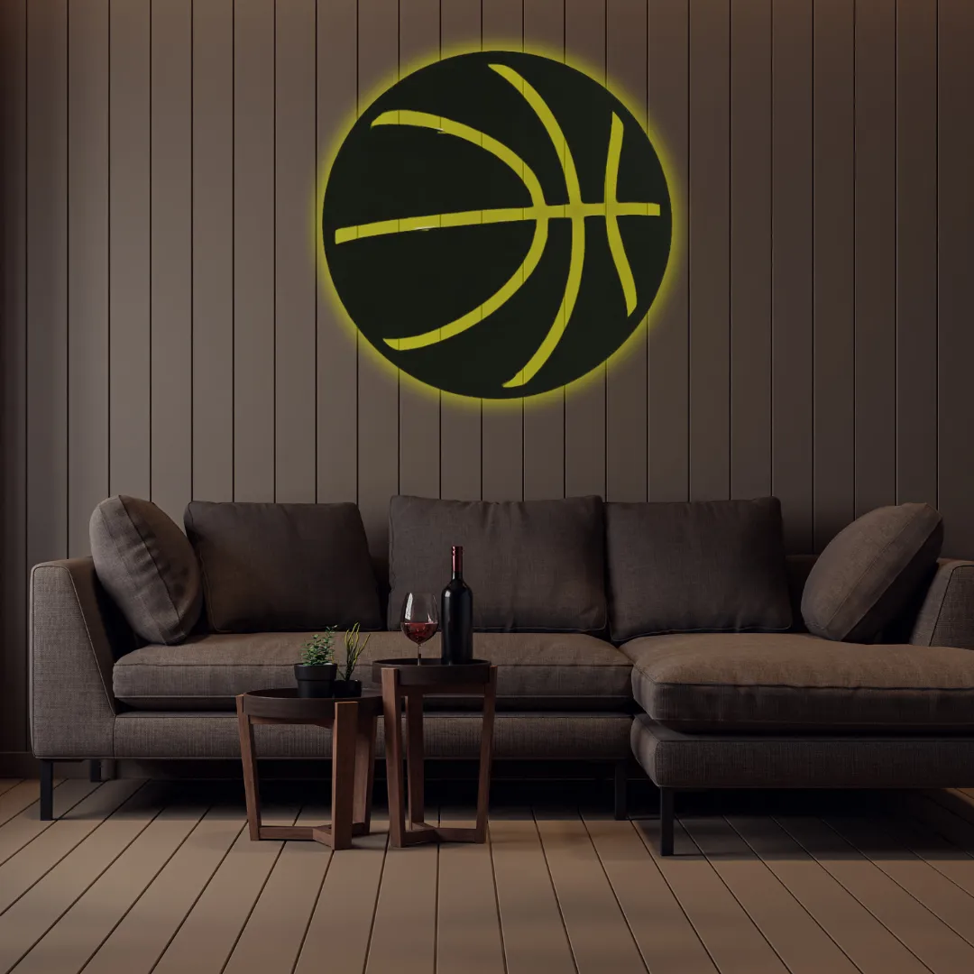Yellow Custom basketball inspired wall hanging metal décor