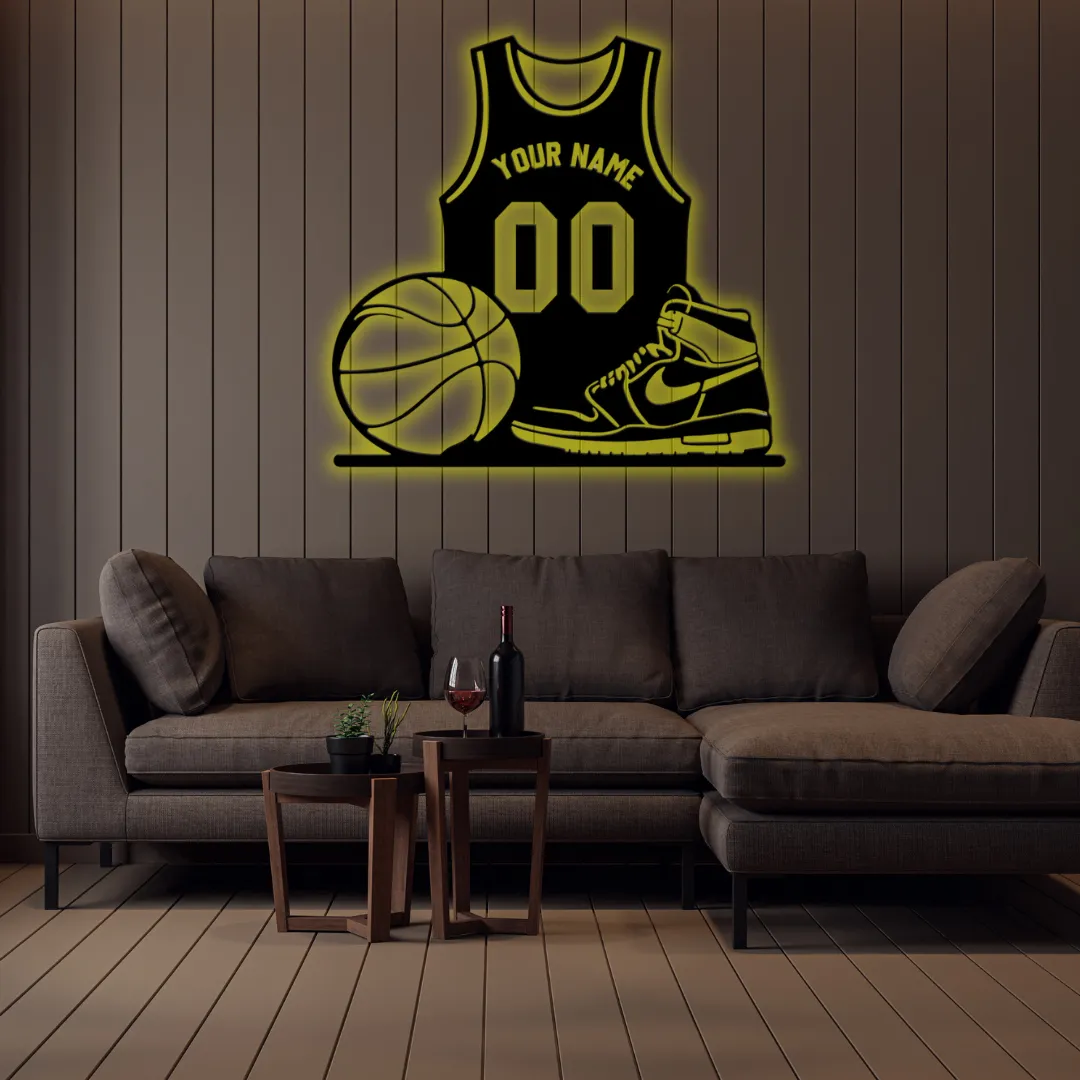 Yellow Modern basketball jersey wall art for players and fans