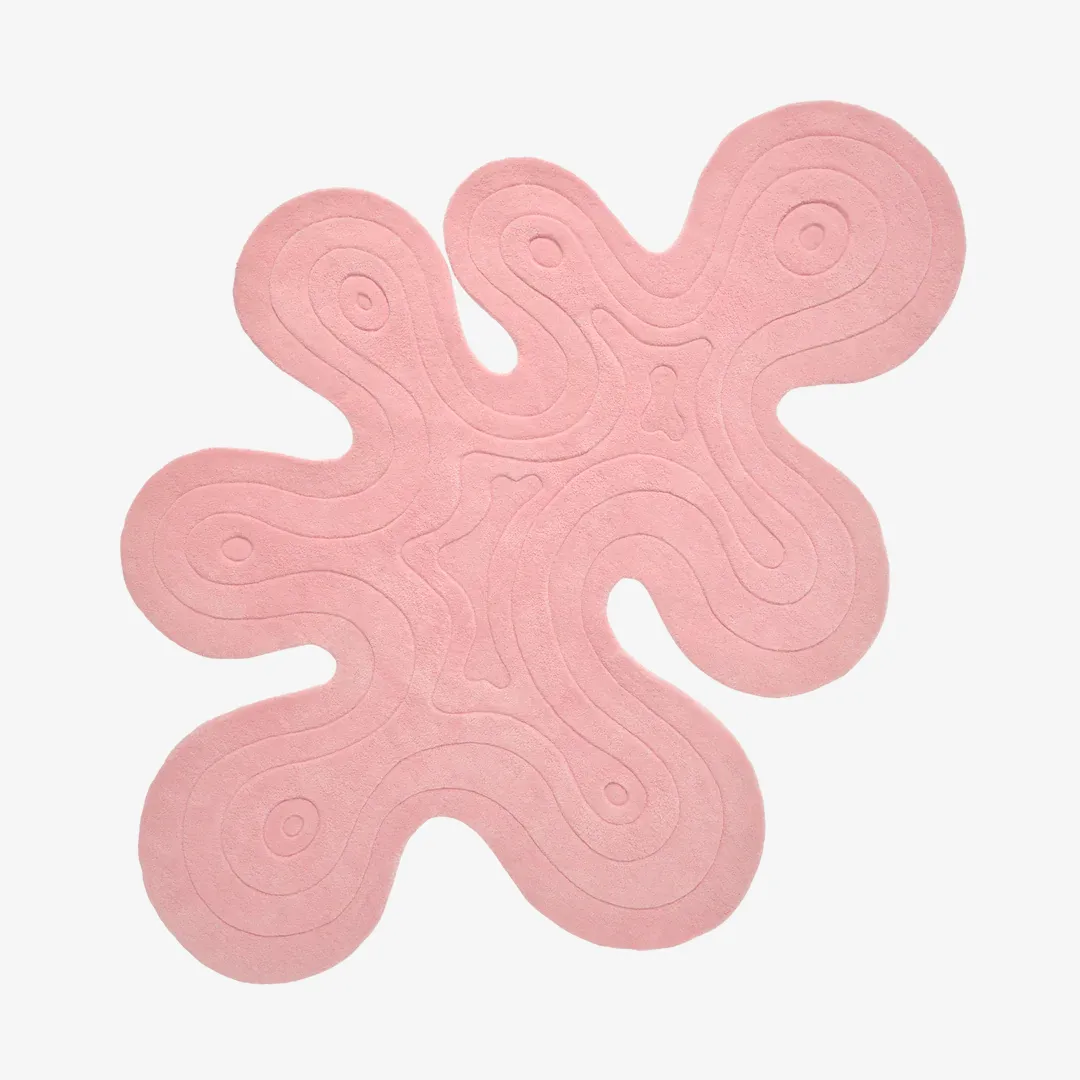 Blush Ripple Rug featuring organic wavy design in soft pastel pink tones – handmade tufted rug by Sneagear