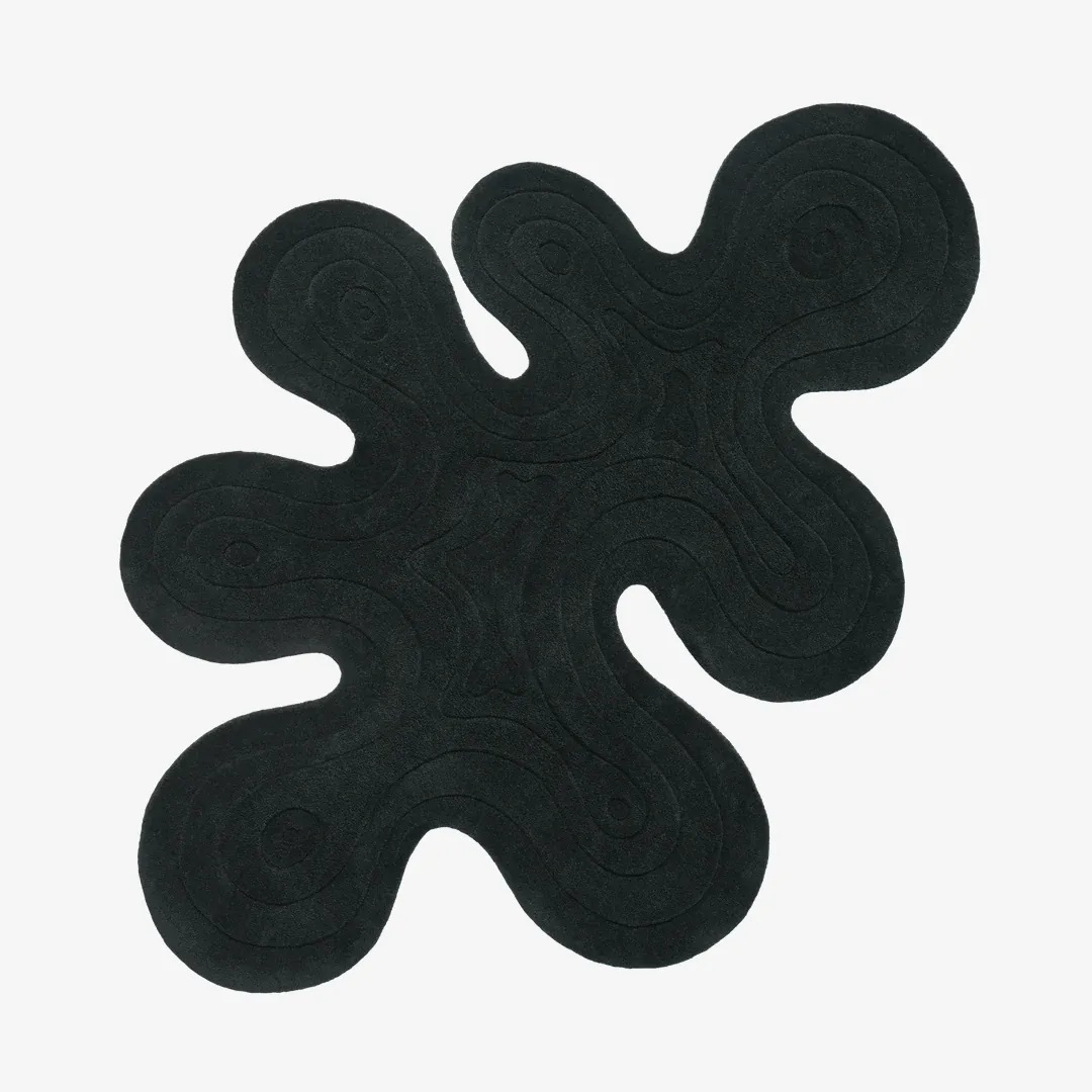 Modern Charcoal Drift Rug with flowing contours and embossed ripple texture – hand-tufted wool rug