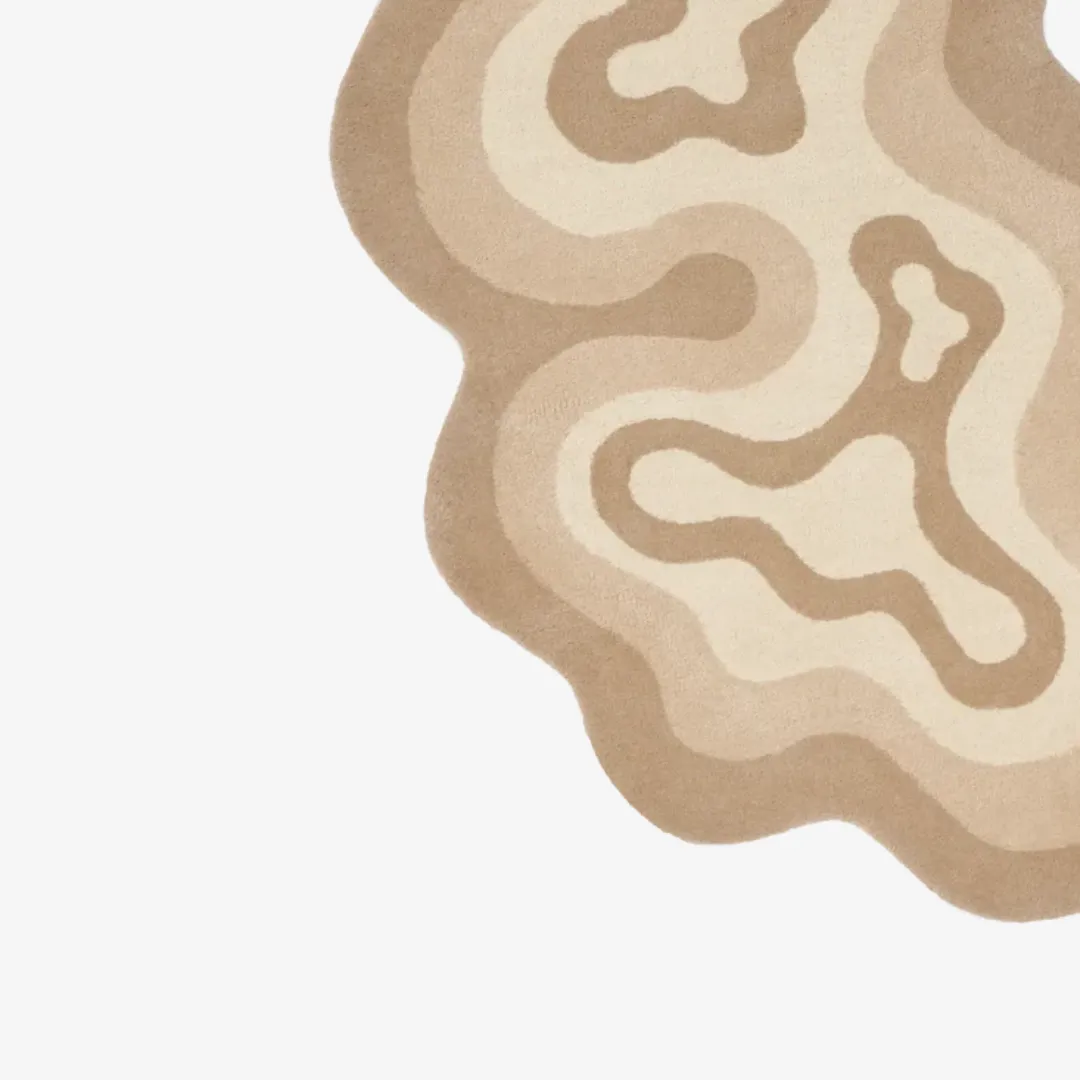 Clay Currant Irregular Rug Modern Clay Currant Rug with abstract ripple pattern in soft neutral shades – hand-tufted wool rug