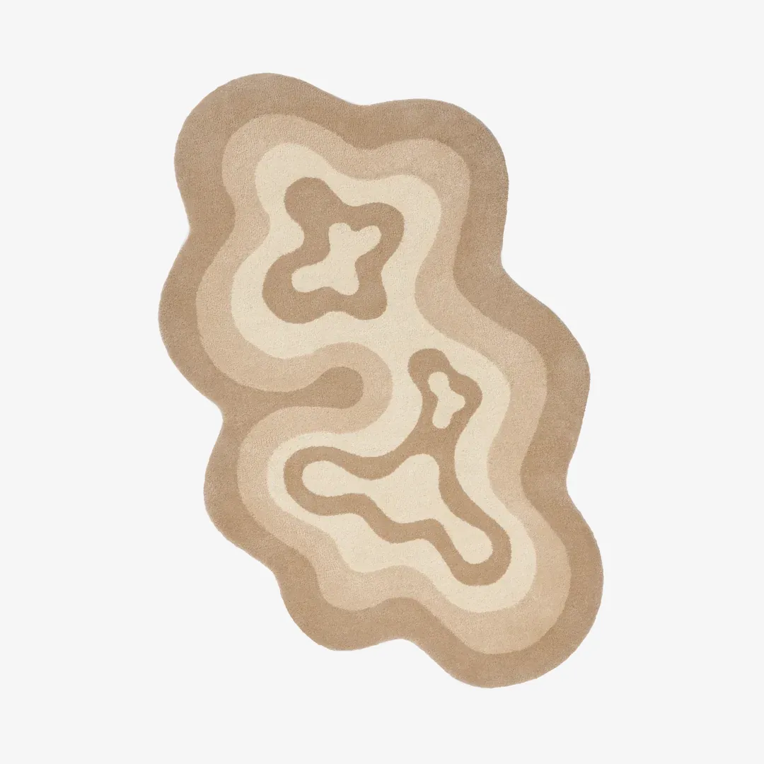 Clay Currant Rug Clay Currant Rug featuring organic layered design in beige and tan tones – handmade tufted rug by Sneagear