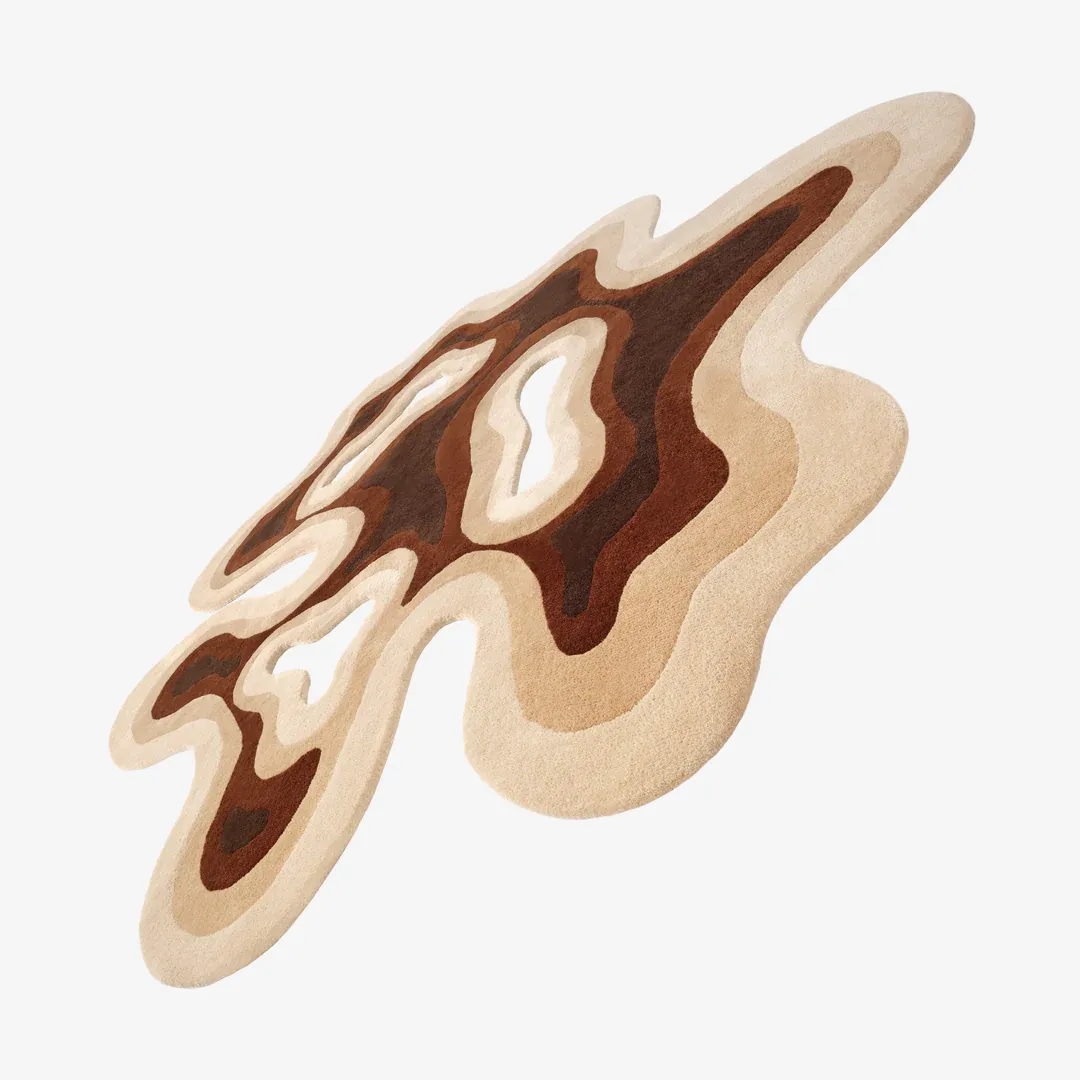 Modern Cocoa Current Rug with organic ripple design and warm earthy color palette – hand-tufted wool rug