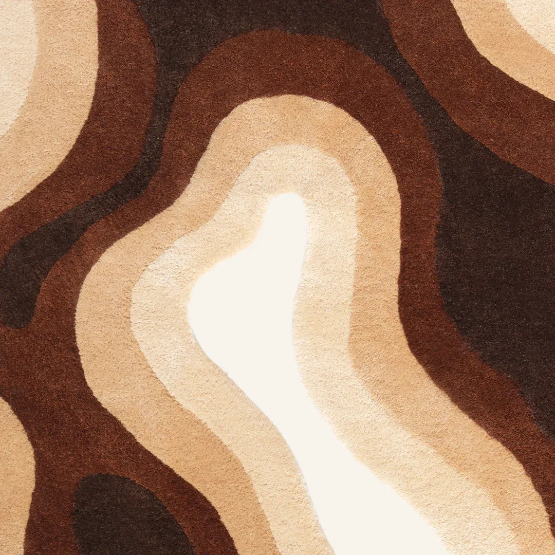 Contemporary brown rug inspired by flowing contours and natural textures – Cocoa Current handmade area rug