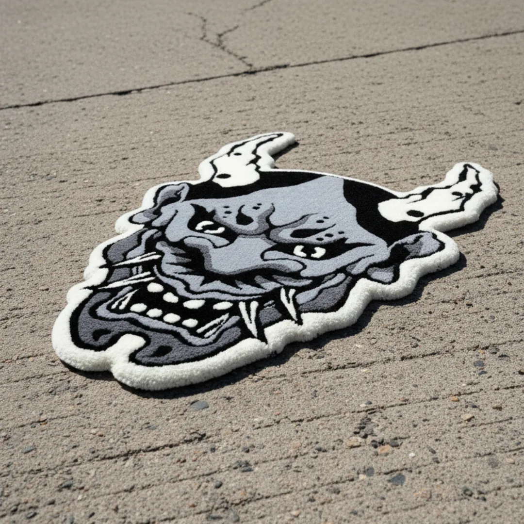 Fang Rug Bold Shadow Fang Rug showcasing fierce demonic expression and detailed horn artwork