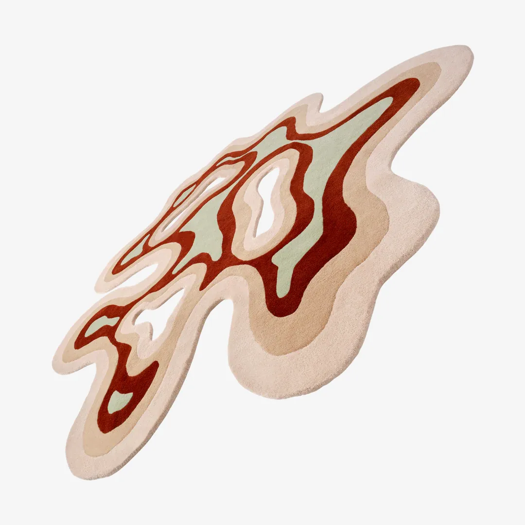 Modern Grounded Glow Rug with abstract contour design and wavy multi-tone pattern – hand-tufted wool rug