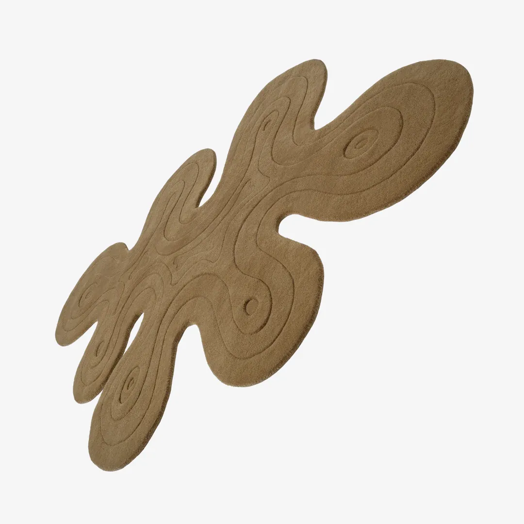 Modern Melted Mocha Rug with sculpted ripple texture and abstract wavy form – hand-tufted wool rug