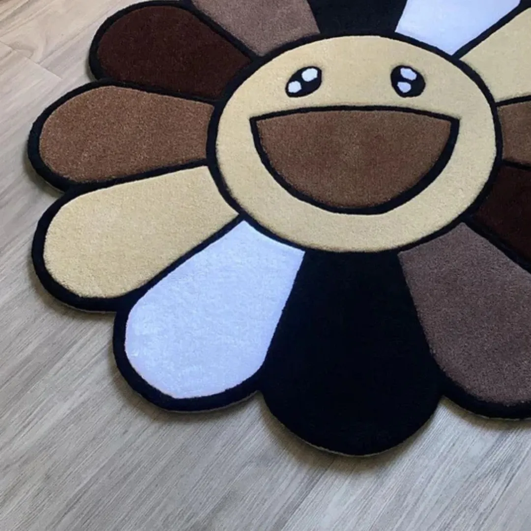 Mocha Rug Warm-toned Mocha Muse Rug crafted from soft wool, blending mocha, tan, and ivory hues in a cheerful floral pattern.