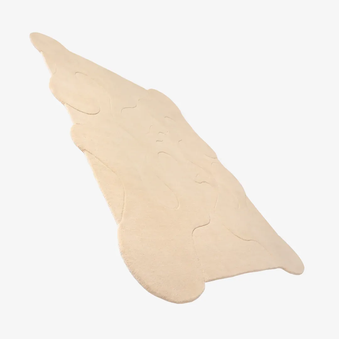 Modern Nude Muse Rug with fluid organic shapes and soft nude color palette – hand-tufted wool rug