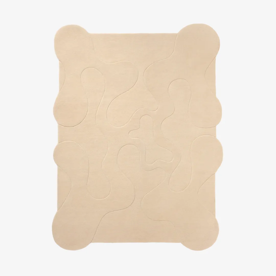 Nude Muse Rug featuring minimal abstract design in warm beige tones – handmade tufted rug by Sneagear