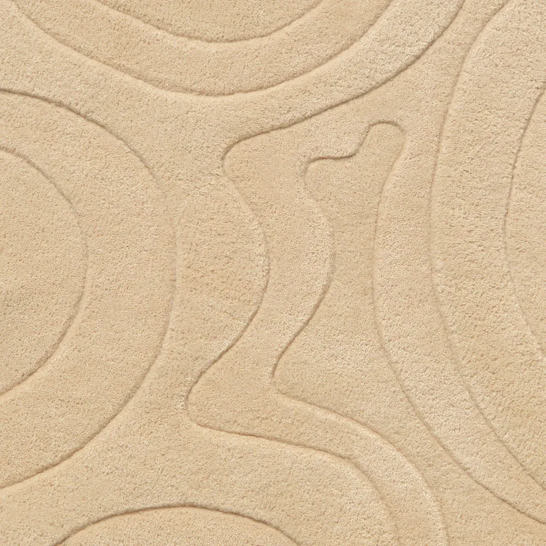 Contemporary neutral rug in sand beige with ripple texture – Sand Wave handmade area rug
