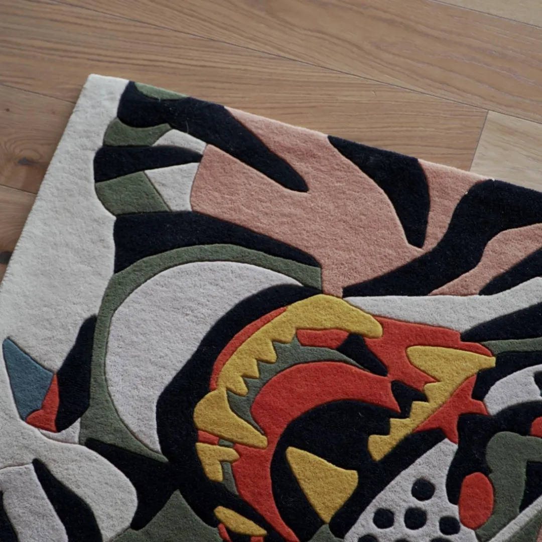 Stravon Rug Zoom in Hand-Tufted Stravon Wool Rug with Intricate Tiger Pattern and Bold Stripes