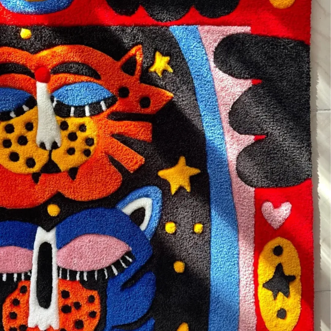 Totem Mirage Rug featuring layered animal-inspired artwork and vibrant artistic detailing