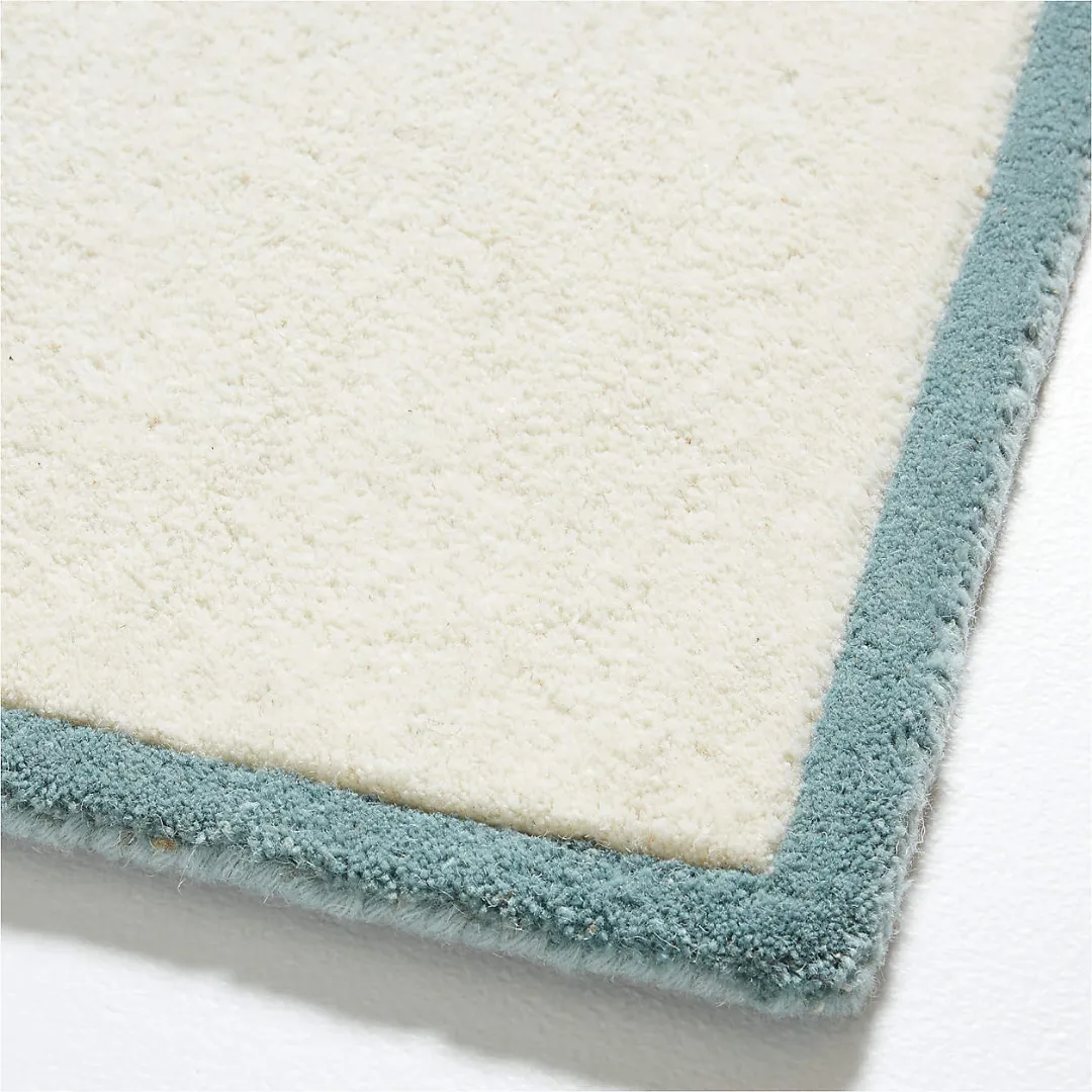 Handmade Court Play Rug with modern basketball court lines – sporty wool area rug