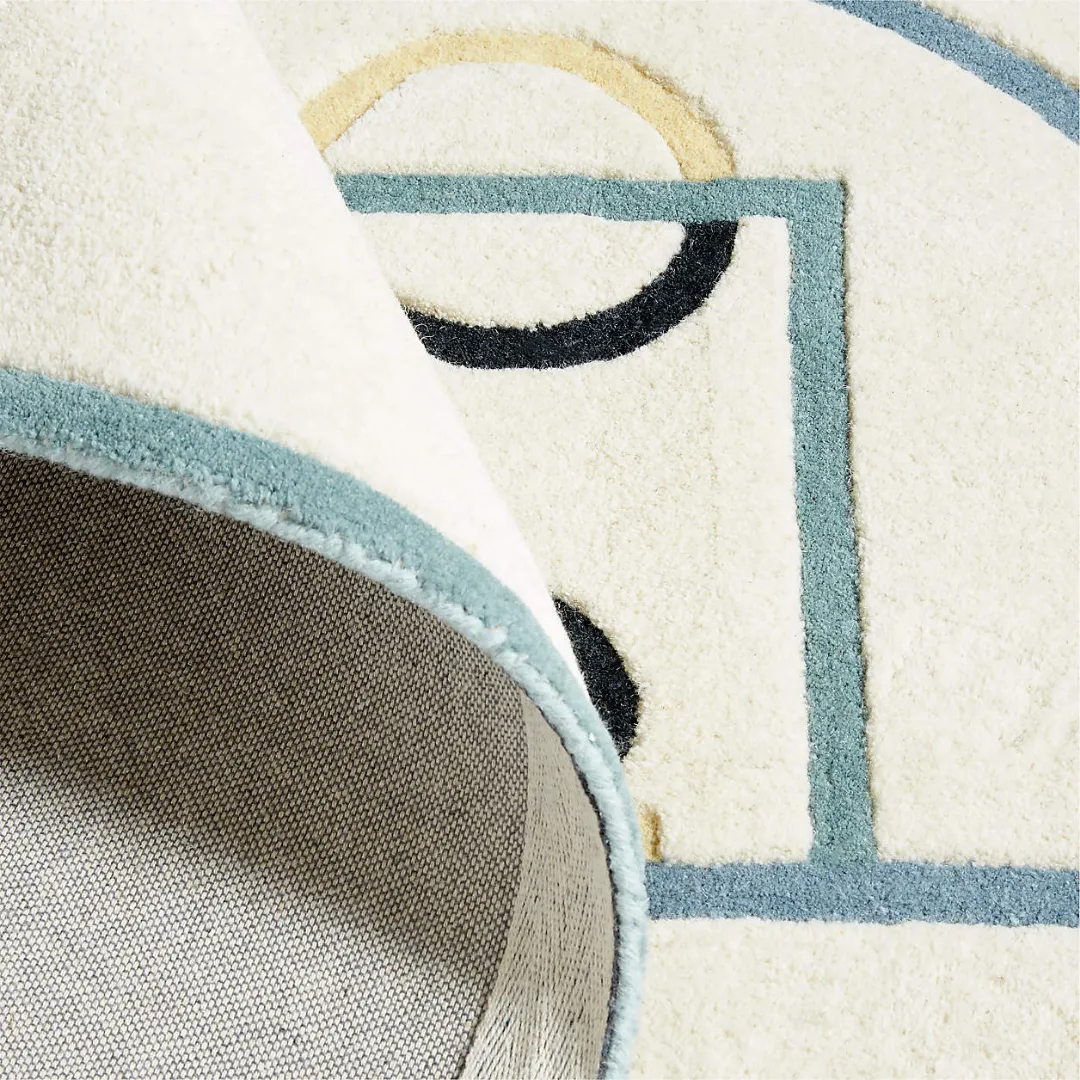 Sport-themed rug featuring abstract basketball court pattern – Court Play hand-tufted design