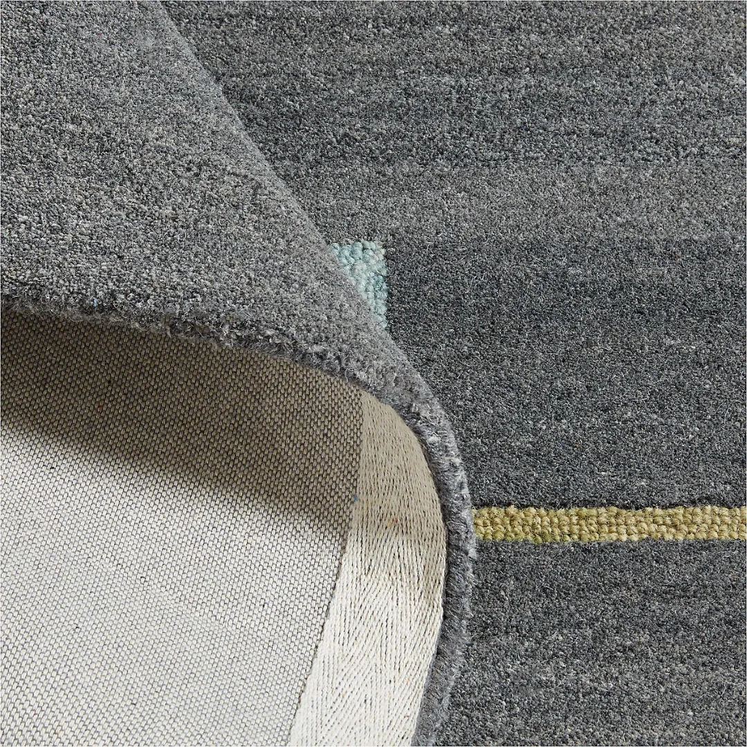 Hand-tufted Goal Grid Rug with minimal soccer pitch pattern – sporty wool area rug