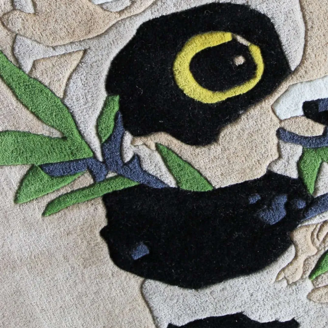 Playful panda design rug for nursery or playroom – Panda Hugs wool area rug