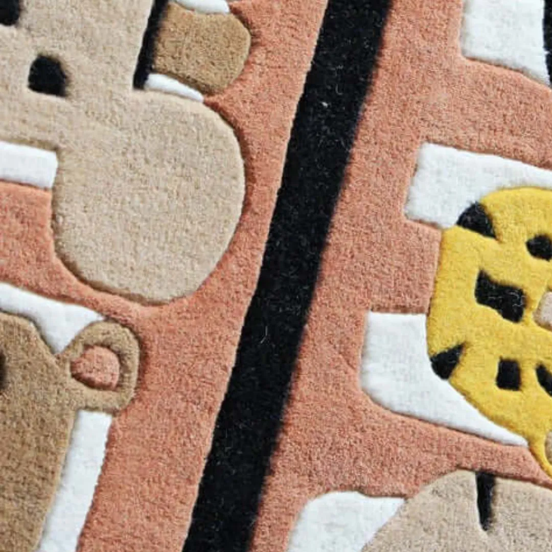 Colorful safari-themed rug for children’s rooms – Safari Ride hand-tufted wool design