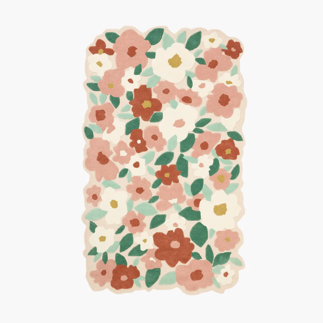 Terra Bloom Trail Rug featuring hand-tufted floral patterns in earthy tones – handmade wool rug by Sneagear