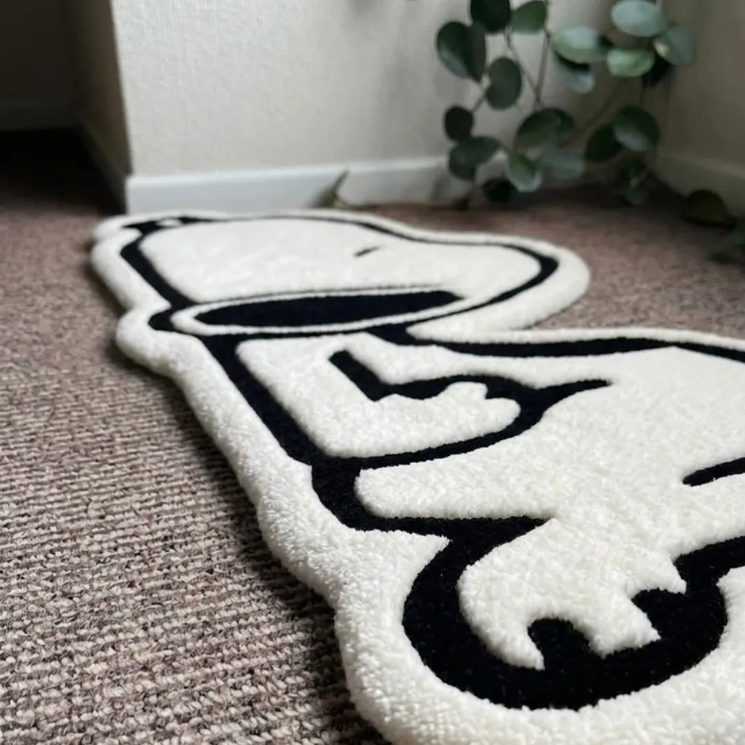 Close-up of the plush tufted pile texture, clean bl
